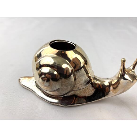 Mid-Century Modern Gold Tone Snail Candle Holder Vintage Decor MCM - Picture 7 of 11
